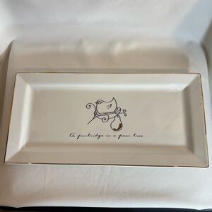 MAXWELL WILLIAMS White Gold Trim Rectangular Platter Partridge in a Pear Tree